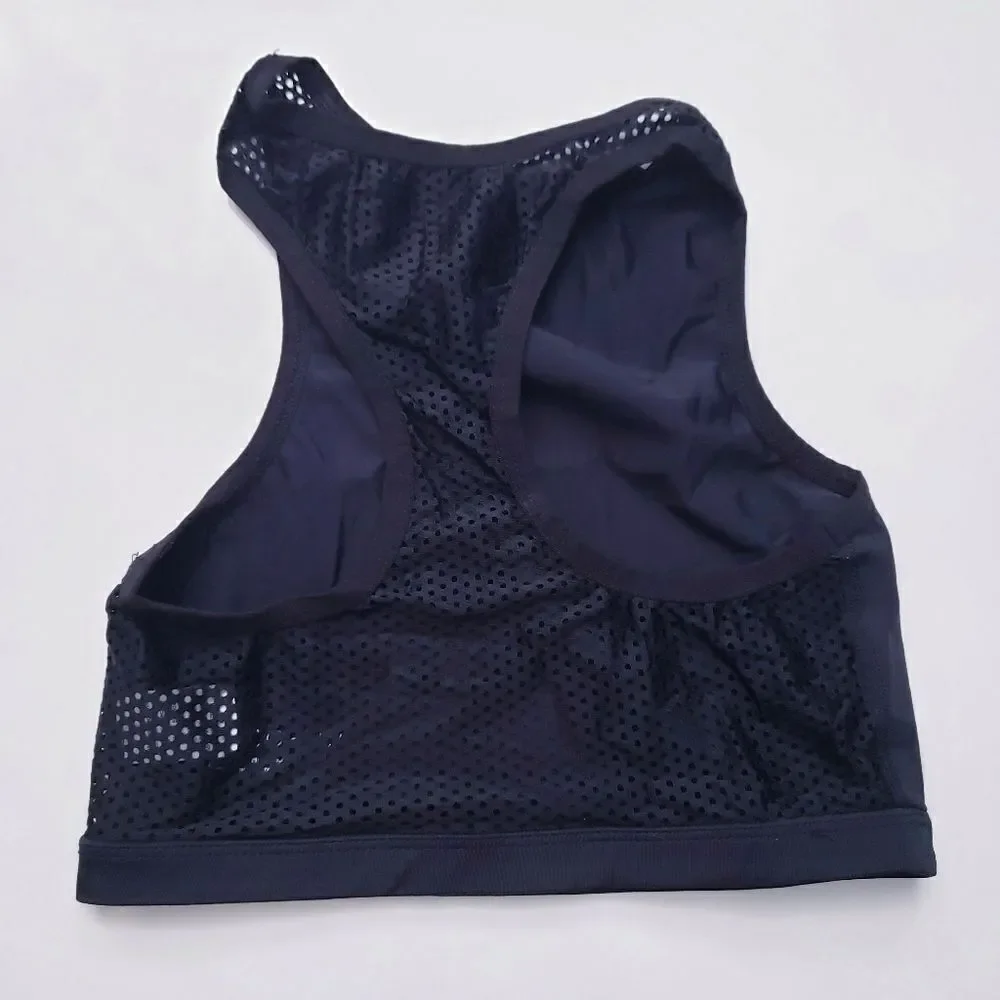 Beyond Yoga Black High Neck Mesh Back Sports Bra